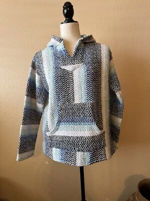 Baja Joe Womens Navy Teal White Hoodie Boho Sweatshirt Size XS EUC - Image 1 of 4