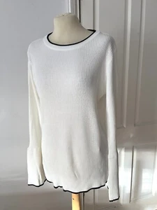 Primark Womens Ivory Ribbed Knit Bell Sleeve Winter Warm Jumper BNWT. UK 16. - Picture 1 of 9