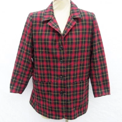 Blazer suéter blanco ciervo con botones para mujer grande a cuadros rojo verde negro amarillo Foto 1 de 4