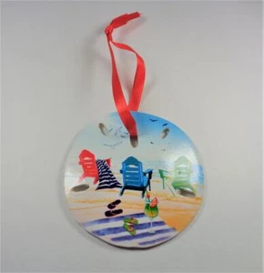 NAUTICAL BEACH CHAIRS ON THE BEACH SAND DOLLAR CHRISTMAS TREE HOLIDAY ORNAMENT - Picture 1 of 3