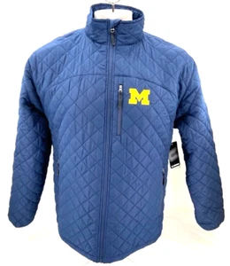 NEW Michigan Wolverines Colosseum Navy LS Full Zip Puffer Coat Men's L - Picture 1 of 8