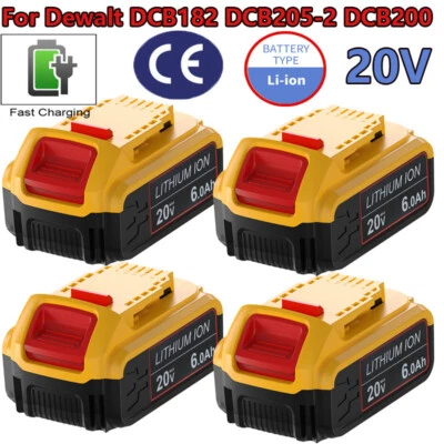DREAMDASH 4/2X Para Batería DeWalt 20V 6.0 Ah Batería Li-Ion DCB182 DCB205-2 DCB200-2 DCB184