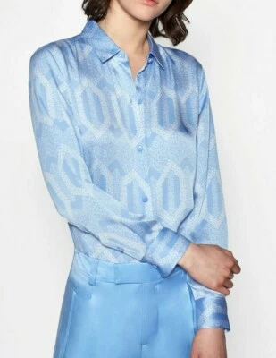 $280 NUEVO CON ETIQUETAS EQUIPAMIENTO Talla L LEEMA MANGA LARGA ABOTONADA CAMISA DELLA ROBBIA AZUL Foto 1 de 4