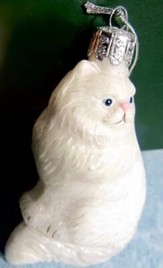 Miau! NOS Kurt Adler WHT PERSERKATZE ganzjährig ORNAMENT mundgeblasenes Glas süß! - Bild 1 von 7