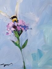 JOSE TRUJILLO Oil Painting IMPRESSIONISM Collectible ORIGINAL Bumble Bee Flower