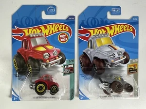 2020 Hot Wheels Tooned ‘70 Volkswagen Baja Bug Red/ Gray Lot of 2 READ - Foto 1 di 11