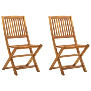 NNEVL Folding Outdoor Chairs 2 pcs Solid Acacia Wood