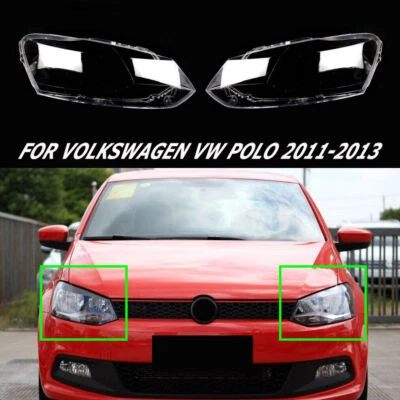 Pair For Volkswagen VW Polo 2011-2013 Headlight Cover Lens Clear Shell Mask Cap - Image 1 of 4