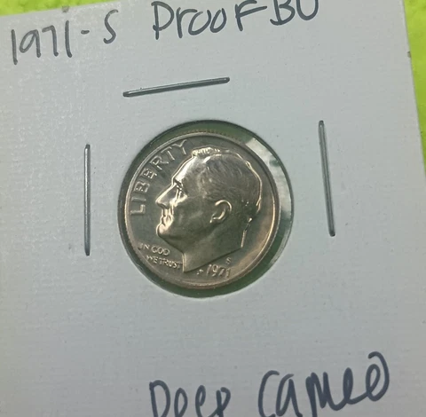 Rare Old US Roosevelt Dime 1971-S Gem Proof Cameo DCAM Nice USA Collection Coin Cover