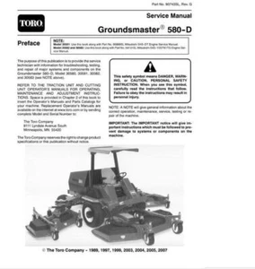 Toro 580D Groundsmaster Service Manual - Picture 1 of 5
