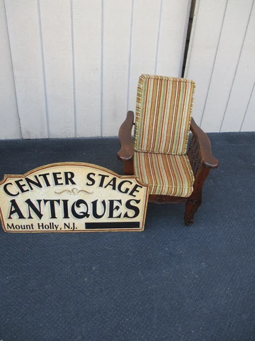 64294  RARE Childs Mahogany Antique Morris Chair Salesman Sample Cover