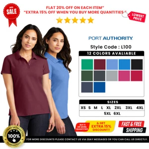 Port Authority L100 Women's Cotton/Poly Short Sleeve Core Classic Pique Polo - Picture 1 of 41