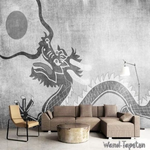 Fotomural no tejido papel pintado murales negro blanco patrón de dragón 2418 - Imagen 1 de 4