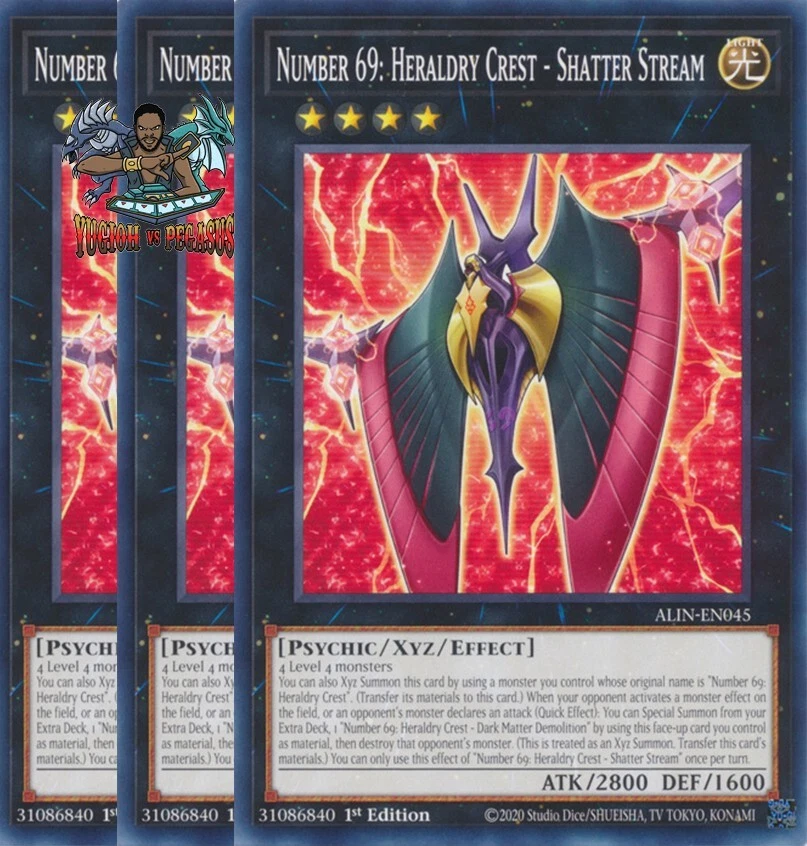 Yugioh! 3x Number 69: Heraldry Crest - Shatter Stream ALIN-EN045 Common NM - Image 1 of 1