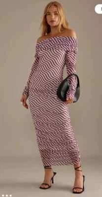 Anthropologie Off-The-Shoulder Mesh Maxi Dress Women Size XS RRP85 - Image 1 of 4