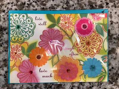 Tarjeta de cumpleaños de papiro - VIVE BIEN, RÍE A MENUDO, AMA A MENUDO Foto 1 de 3