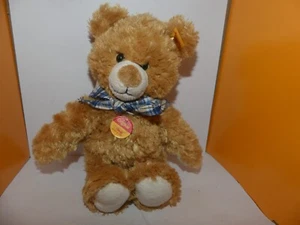 OURS PELUCHE STEIFF MARRON ECHARPE BLEU 20 CM - Imagen 1 de 4