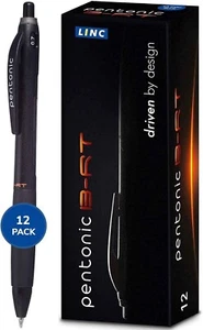 Linc Pentonic BR-T Retractable Ball Point Pens 0.7mm Fine - 1 DOZEN BLACK - Bild 1 von 3