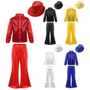Girls Boys Disco Dancewear Halloween Kids Party Dance Outfits Performance Jazz - Picture 1 of 65