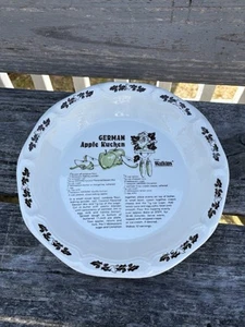 Vintage Watkins Pie Plate Ceramic German Apple Kuchen Recipe 1983 10 1/2” Dish - Picture 1 of 4