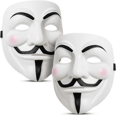 2x Vendetta Maske Guy Fawkes Gesichtsmaske Anonymous Hacker Cosplay Kostüm Zubehör - Bild 1 von 4