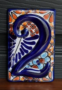 Hand Painted Mexican Ceramic Tile NUMBER “2” - Picture 1 of 3