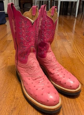 Sillín Lucchese 2000 T1503.HD para mujer pluma completa avestruz vamps rosa talla 10B Foto 1 de 4