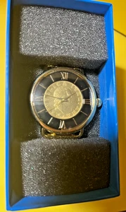 Bellezza Lira Coin Bronze Link Bracelet Watch with Black/Gold Face NIB - Picture 1 of 3