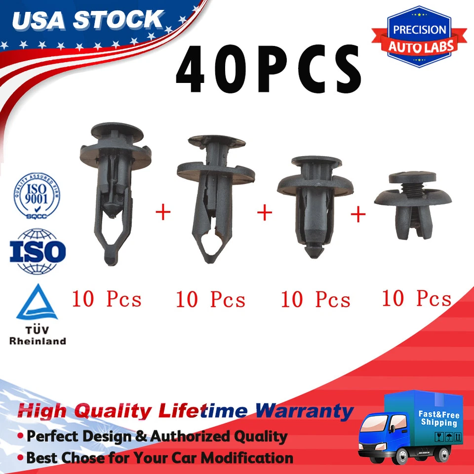 40X Car Body Bumper Push Pin Rivet Retainer Trim Moulding Fender Clip Assortment - Image 1 of 4