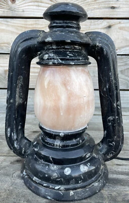 Lampe Tempête Lanterne Pierre Fossilisé Fossile Vintage Design - Photo 1/4