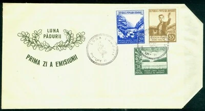 1953 Forestry,Forest Month,Forester,Tree,Mountain river,Field,Romania,M.1439,FDC - Image 1 of 2