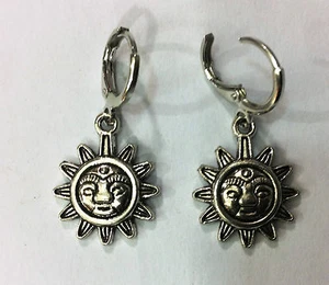 ORECCHINI EARRINGS UOMO DONNA CERCHI CIONDOLO SOLE SUN UNISEX - Picture 1 of 1