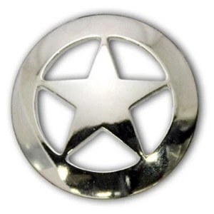 A Set of two 3/4th inch Chrome Texas Ranger Star Concho Silver Medallion - Picture 1 of 6