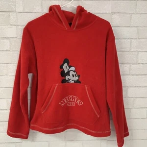 Vintage Y2K Mickey Mouse 2000 Hooded Hoodie Sweatshirt Womens Red Medium Fleece  - Picture 1 of 5