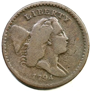 1794 C-9 R-2 Liberty Cap Half Cent Coin 1/2c - Picture 1 of 2