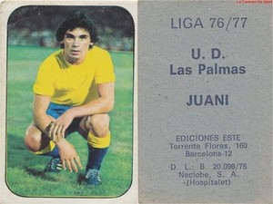 JUAN JOSE CASTILLO BARRE JUANI SPANA UD.LAS PALMAS CARD THIS LEAGUE 1977