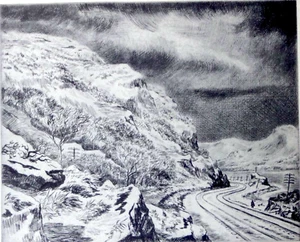 Harry Wickey Hudson Highlands Under Snow 1939 Vintage Lithograph Art Print - Picture 1 of 7