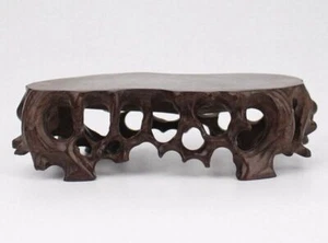 Ebony Wood Carved Display Rack Tree Root Bonsai Pot Art Vase Statue Base Decor - Picture 1 of 4