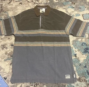 *VINTAGE* Levi's 1990s Men's Brown/Blue Southwestern Polo; Made in USA/Saipan; L - Picture 1 of 5