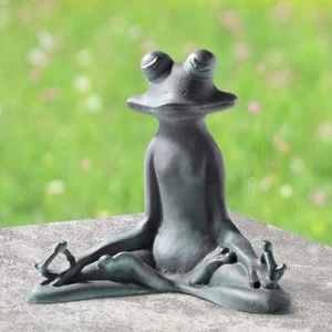Zen Contented Frog Statue |  Indoor/Outdoor Garden Decor  | Aluminum Patina - Picture 1 of 3