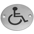 Door Sign Restroom Toilet WC Handicapped | Ø 76mm STAINLESS With Screws