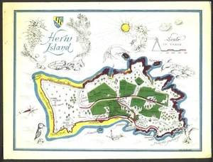 Mapa de la isla HERM. Postal vintage usada por correo en 1972. Envío gratuito del Reino Unido - Imagen 1 de 2