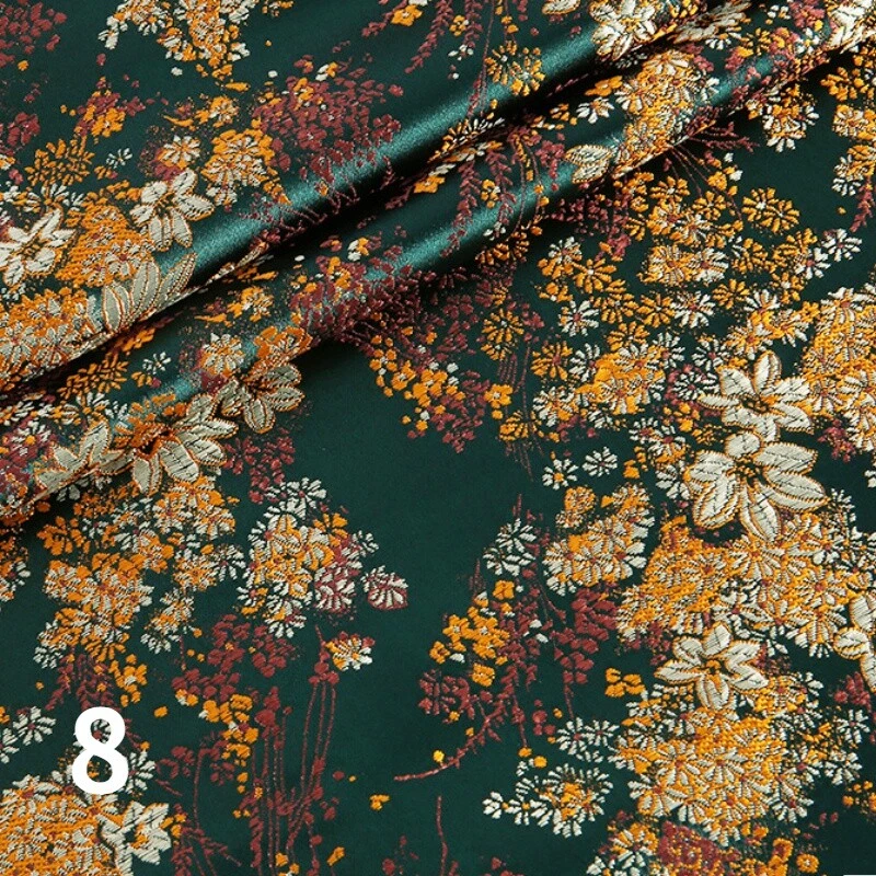 75*100cm Faux Silk Satin Fabric Craft Brocade Damask Embroidery Floral for Dress - Image 1 of 4