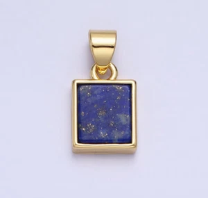 Natural Lapis Lazuli Gold Pendant 10k Solid Gold Gemstone Pendant - Picture 1 of 4