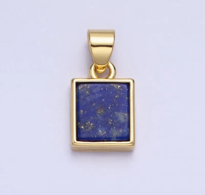 Natural Lapis Lazuli Gold Pendant 10k Solid Gold Gemstone Pendant - Image 1 of 4