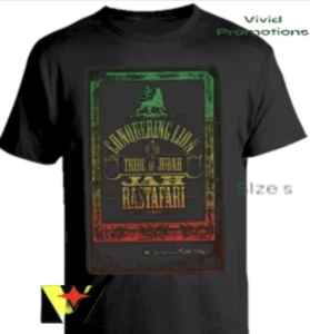 Men's Cotton Reggae Tee Conquering Lion of the Tribe of Judah, Jah Rastafari - Picture 1 of 3