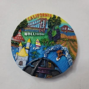 Calamita frigo surf vacanza Hollywood California vintage da collezione - Foto 1 di 3