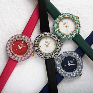 Women's Burgi BUR240 Swarovski Crystal Diamond Marker Satin Leather Strap Watch  - Picture 1 of 26