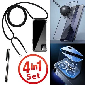Handykette mit Panzerfolie Kamera Schutz Case Kordel Handy Hülle Band Cover Seil - Photo 1/17