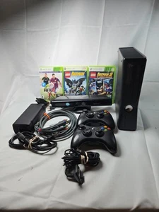 Xbox 360 S Slim 250GB Console 1439 Bundle Controller 3 Games Kinect bar Working - Picture 1 of 14